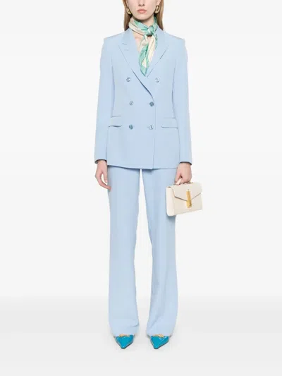 Tagliatore Double-breasted Suit With Flap Pockets And Back Vent In Blue