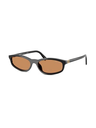 Miu Miu 0mu A06s Rectangular Acetate Sunglasses In Brown