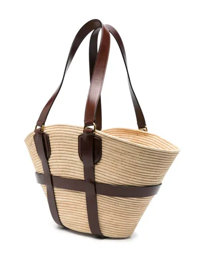 Chloé Kerala Large Basket Tote Bag In Fabric And Leather In Purple