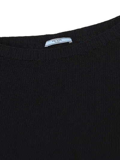 Prada Maglia Scollo Barca In Cotone In Blue