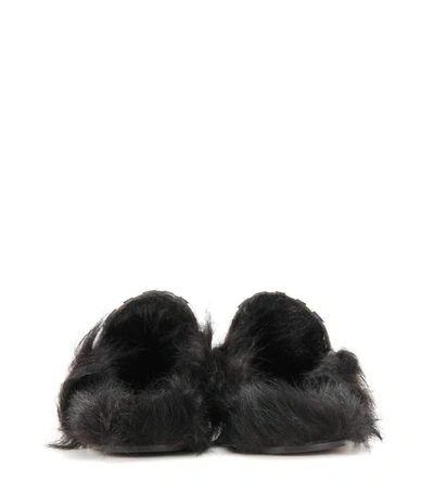 Shop Gucci Princetown Fur-lined Leather Slippers In Black