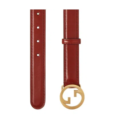 Gucci Blondie Interlocking G Leather Belt In Ruby Red