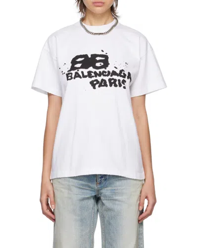Balenciaga Hand Drawn Bb Icon T-shirt Medium Fit In White | ModeSens