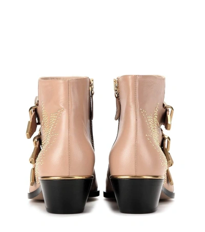 Shop Chloé Susanna Studded Leather Ankle Boots In Reef Shell