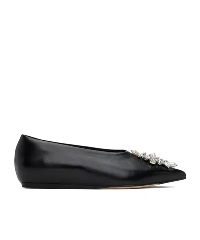 Simone Rocha Embellished Pointed Toe Ballerina Flats In Black