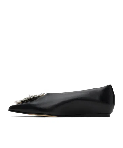 Simone Rocha Embellished Pointed Toe Ballerina Flats In Black