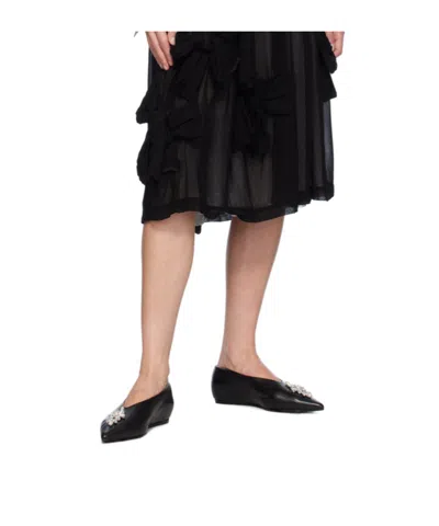 Simone Rocha Embellished Pointed Toe Ballerina Flats In Black