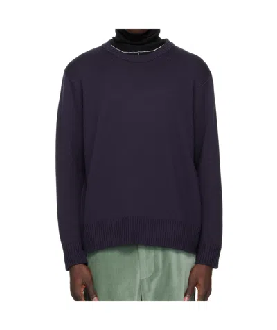 Bode Crew Neck Long Sleeve Sweater In Blue