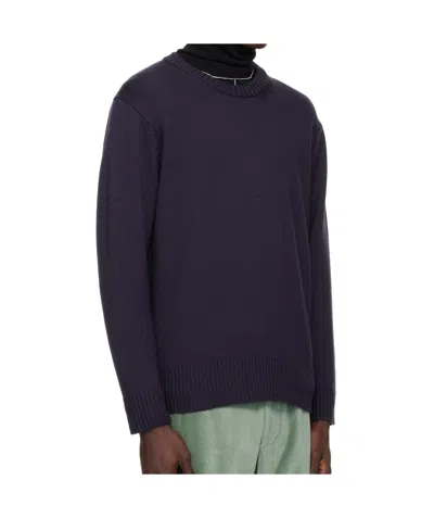 Bode Crew Neck Long Sleeve Sweater In Blue