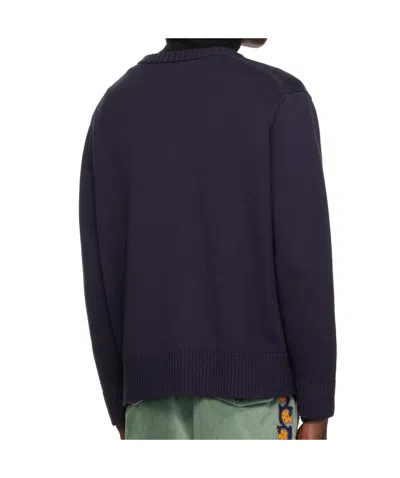 Bode Crew Neck Long Sleeve Sweater In Blue