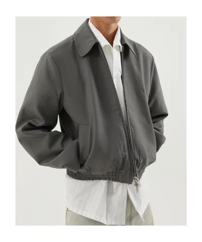 1989 Studio Lightweight Cotton Overshirt Jacket With Zip Closure In Gray