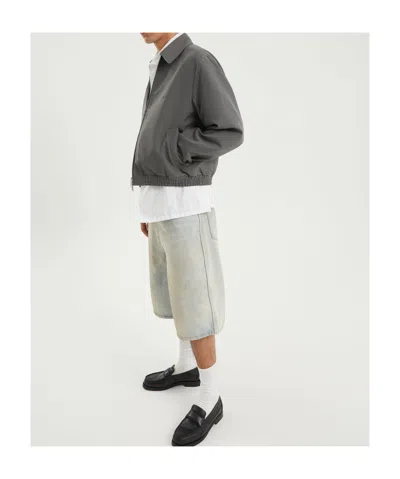 1989 Studio Lightweight Cotton Overshirt Jacket With Zip Closure In Gray