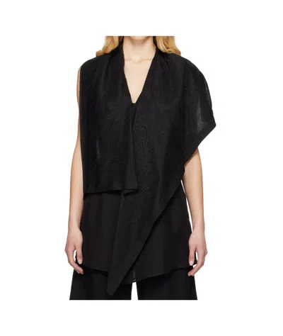 Yohji Yamamoto Black Draped Long Vest In 1 Black