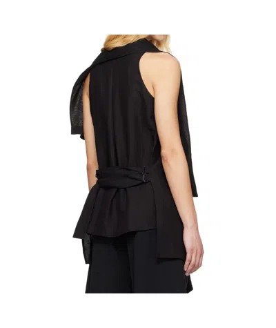 Yohji Yamamoto Black Draped Long Vest In 1 Black