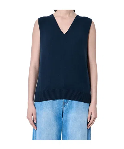 The Row V-neck Knitted Vest In Navy
