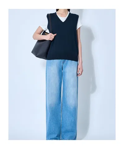 The Row V-neck Knitted Vest In Navy