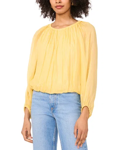 Parker Women's Mylah Shirred Long-sleeve Crewneck Top In Dandelion