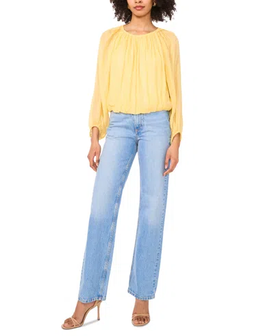 Parker Women's Mylah Shirred Long-sleeve Crewneck Top In Dandelion