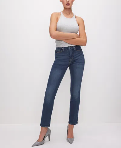 Good American Good Boy Cropped High-rise Slim-leg Jeans In Blue