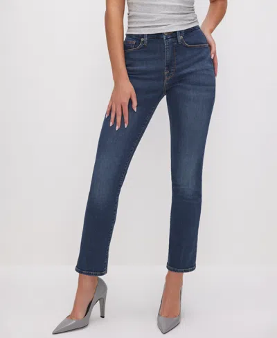 Good American Good Boy Cropped High-rise Slim-leg Jeans In Blue