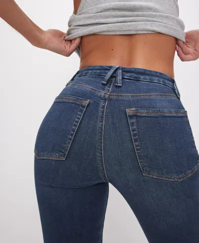 Good American Good Boy Cropped High-rise Slim-leg Jeans In Blue