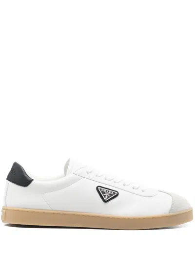 Prada Lane Leather Low-top Sneakers In White