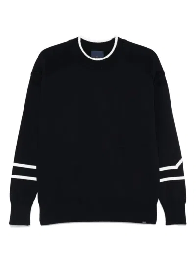 Paul & Shark Crew Neck Sweater Contrast Stripe Detail In Blue