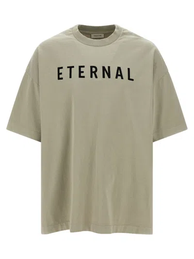 Fear Of God Grey T-shirt With Eternal Print On The Front And Logo Patch On The Back In Grey