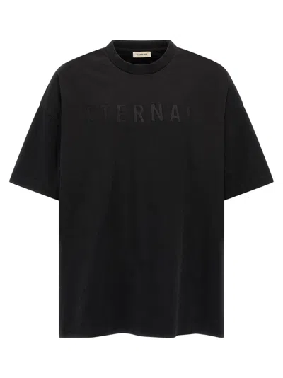 Fear Of God 'eternal' Black Crewneck T-shirt With Tonal Embroidery On The Front And Logo Patch On The Rear