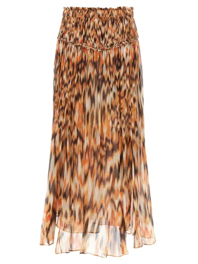 Isabel Marant 'rolande' Animal Print Skirt In Orange