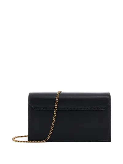 Roberto Cavalli Black Leather Shoulder Bag With Gold Emblem In Purple