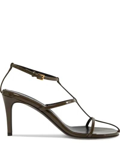 Khaite Black Leather Loop Sandals