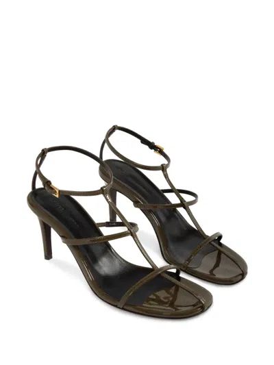 Khaite Black Leather Loop Sandals