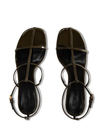 Khaite Black Leather Loop Sandals