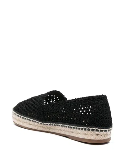 Chloé Woven Round Toe Espadrilles With Flat Rubber Sole In Black