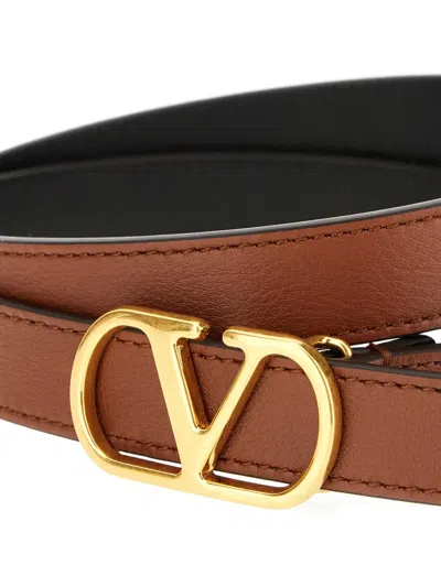 Valentino Garavani Vlogo Buckle Reversible Leather Belt In 11j Selleria-nero