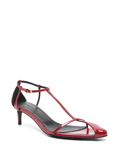 Khaite 35mm Loulou Leather Sandals In Red