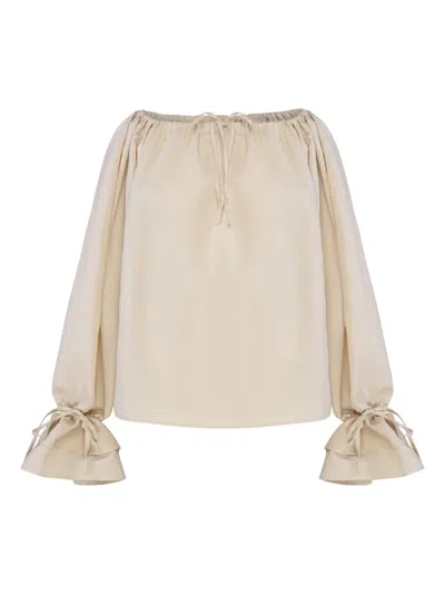 Sleeper Cha-cha Lounge Blouse In Neutrals