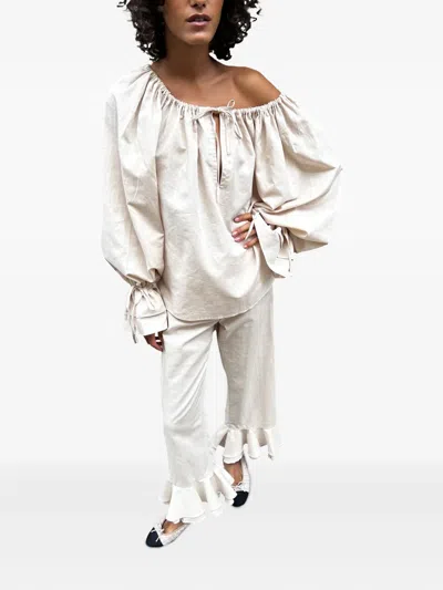 Sleeper Cha-cha Lounge Blouse In Neutrals