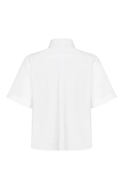 Dior White Cotton Poplin Short-sleeved Shirt In White