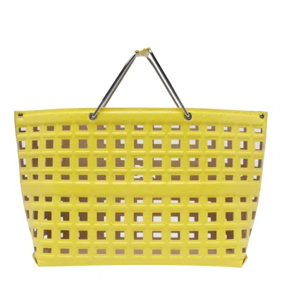 Tory Burch Yellow Ostritch Market Tote In Yellow