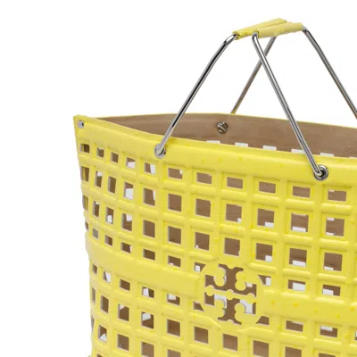 Tory Burch Yellow Ostritch Market Tote In Yellow