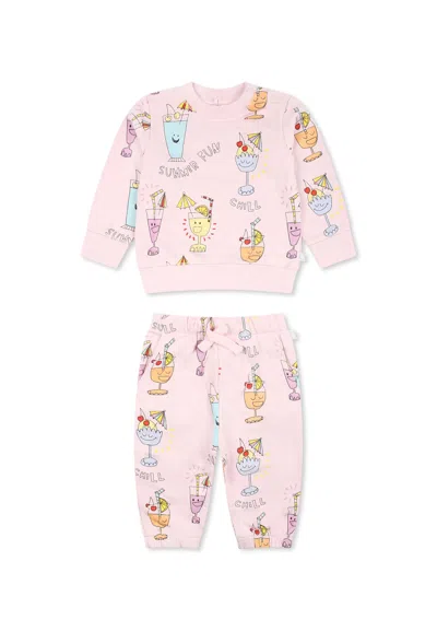 Stella Mccartney Lilac Suit For Baby Girl With Cocktail Print In Lilac