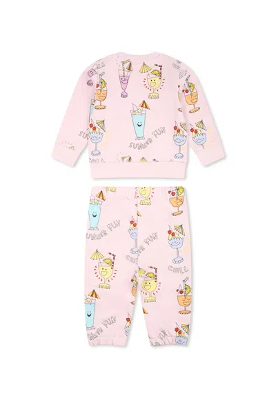 Stella Mccartney Lilac Suit For Baby Girl With Cocktail Print In Lilac