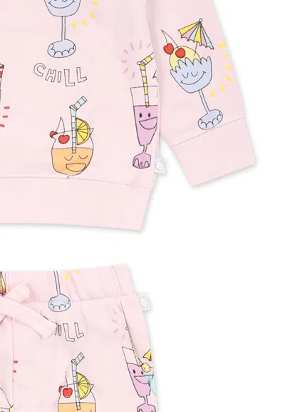 Stella Mccartney Lilac Suit For Baby Girl With Cocktail Print In Lilac