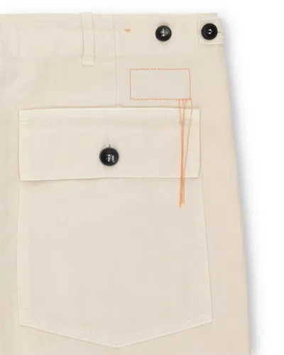 Fortela Newfatigue Herringbone Cotton Fatigue Trousers In Off White