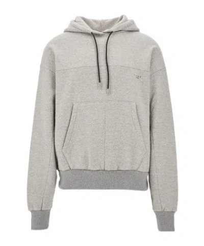 1989 Studio Brushed Cotton Hoodie With Leather Drawstring In Grey