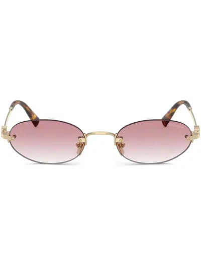 Miu Miu Womens Gold Mu A54s Oval-frame Metal Sunglasses In Neutral