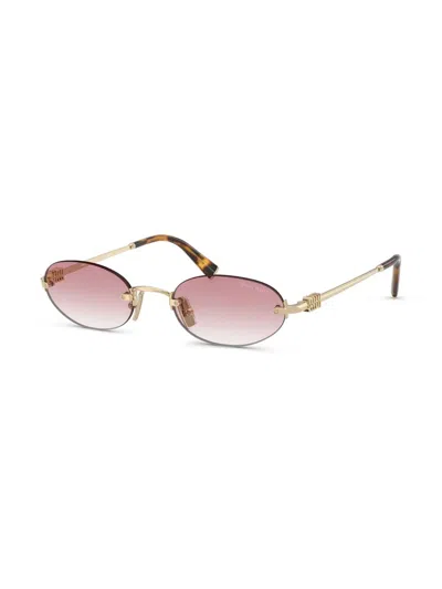 Miu Miu Womens Gold Mu A54s Oval-frame Metal Sunglasses In Neutral