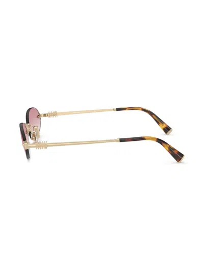 Miu Miu Womens Gold Mu A54s Oval-frame Metal Sunglasses In Neutral